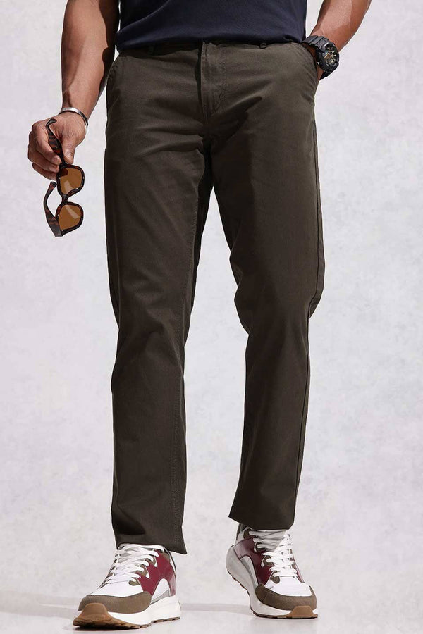 elo PP Men's Regular Fit Cotton Pants Olive Brown