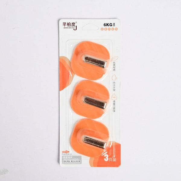 elo Qian Bai Premium Wall Hooks - Pack Of 3 Orange