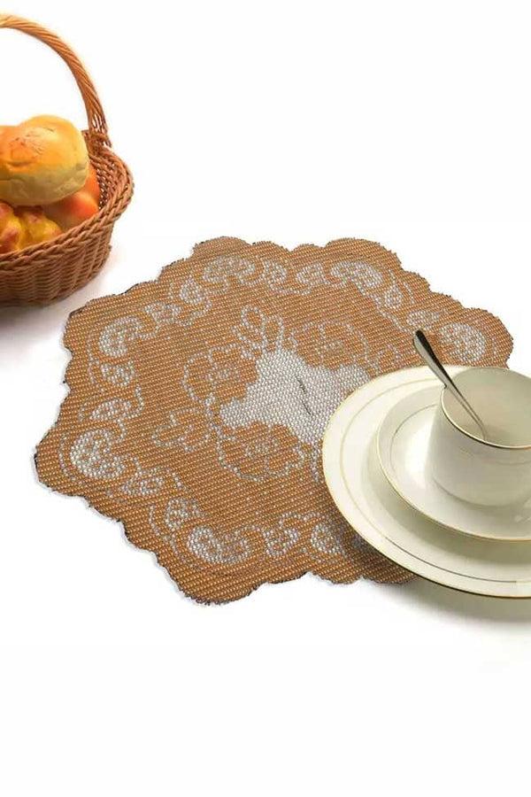 Elo Round Shape Net Design Glass Mate - 6 Pcs Golden