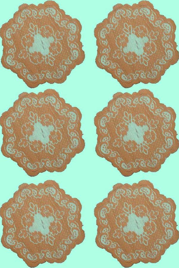 elo Round Shape Net Design Glass Mate - 6 Pcs Golden