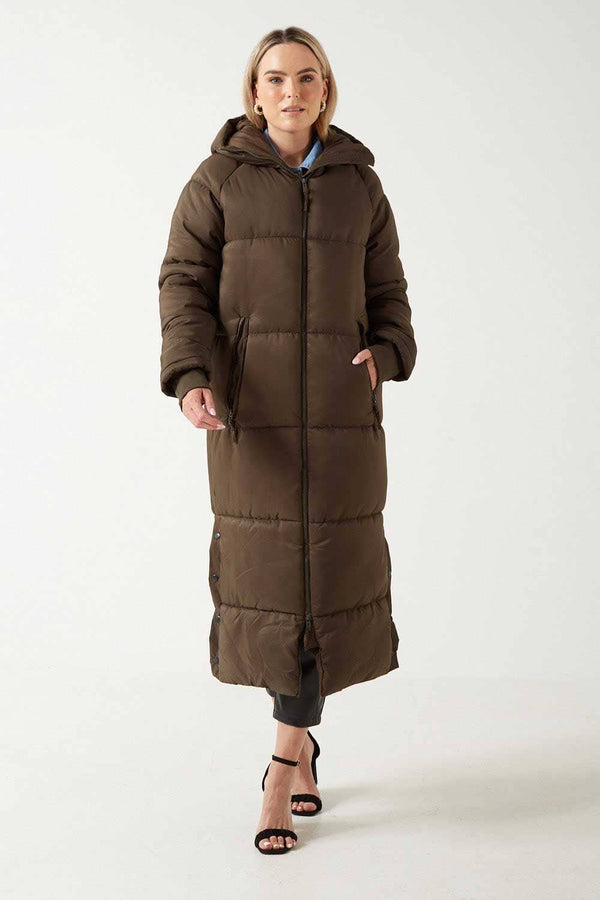 Elo RSG Women's Hooded Longline Puffer Jacket Grey