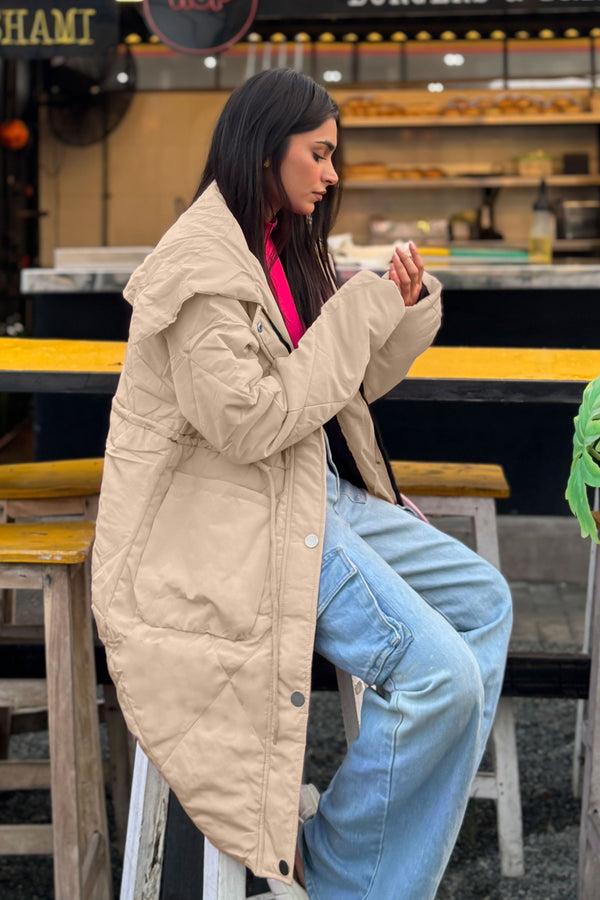 elo RSG Women's Longline Puffer Jacket Beige