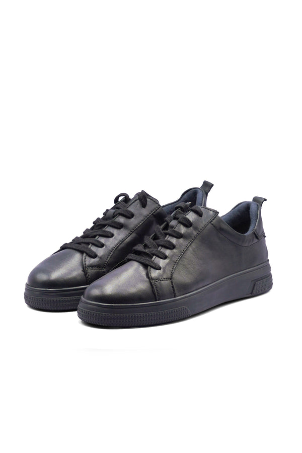 elo S.Oliver Unisex Leather Low-Top Sneakers Black