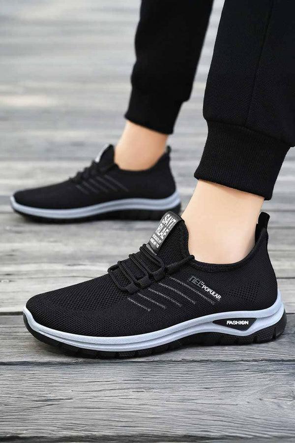elo Sayt Rlae Men's Lace-Up Mesh Sneakers Black