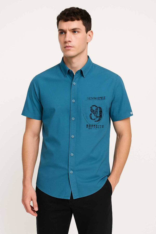 Elo Scanners Men's Brooklyn Casual Shirt Aqua Blue