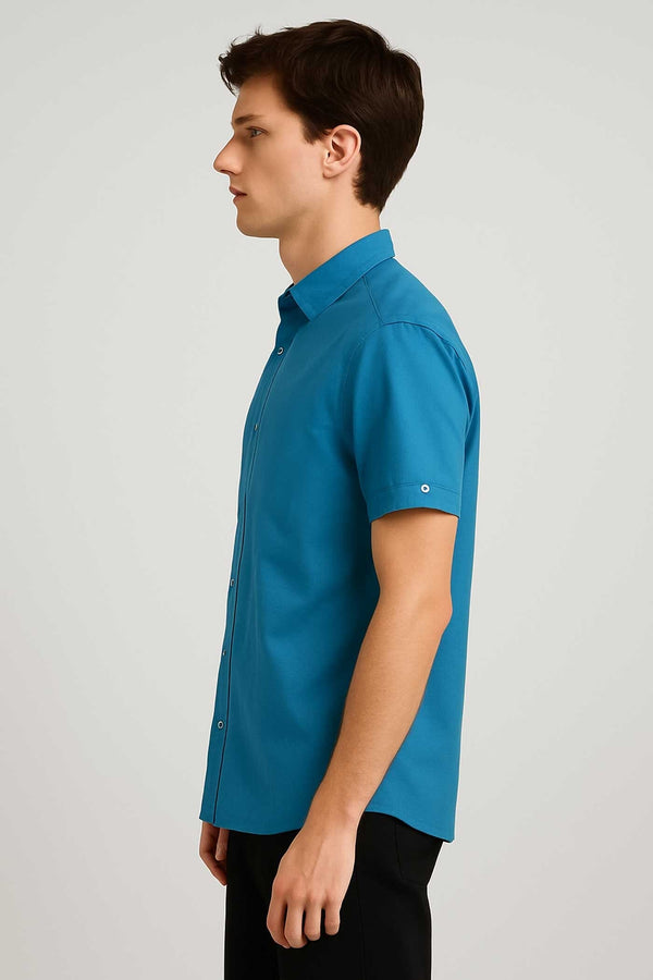 Elo Scanners Men's Brooklyn Casual Shirt Aqua Blue