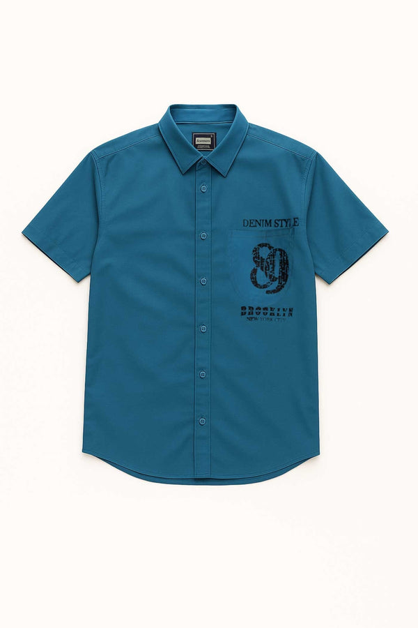 elo Scanners Men's Brooklyn Casual Shirt Aqua Blue