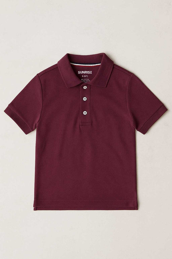Elo Sunrise Boy's High Low Hem Polo Shirt Maroon