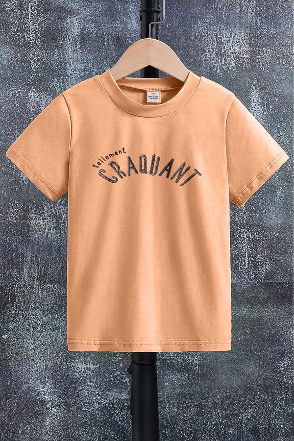 Elo TA Boy's Craquant Embroidered Tee Shirt Peach