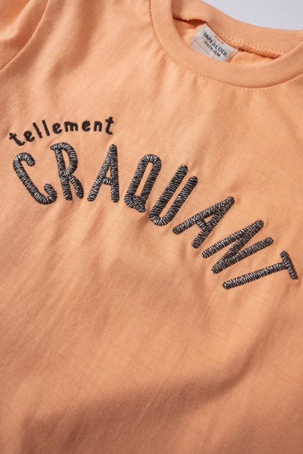 Elo TA Boy's Craquant Embroidered Tee Shirt Peach