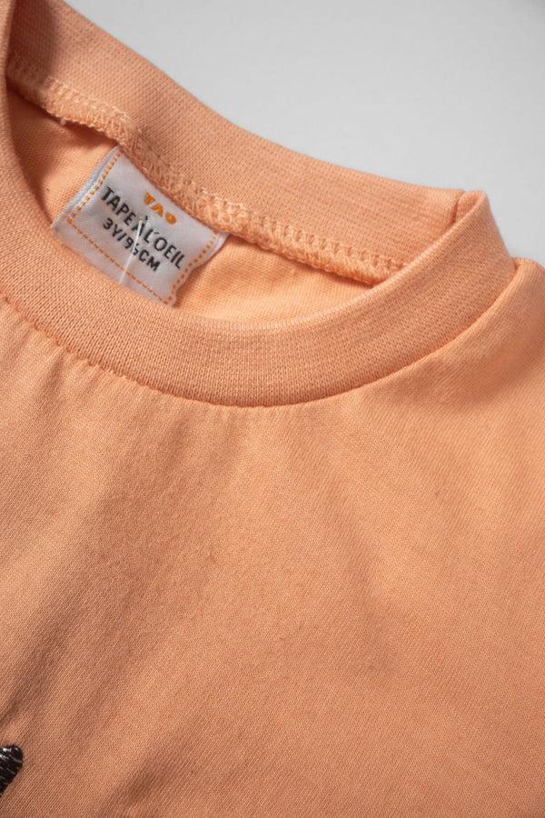 Elo TA Boy's Craquant Embroidered Tee Shirt Peach