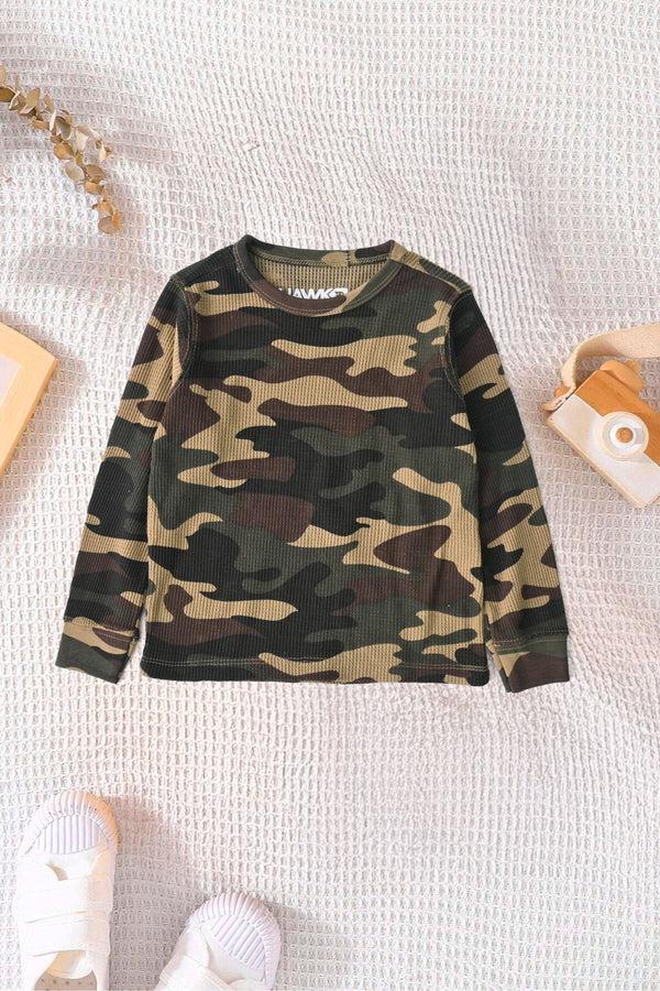Elo TH Boy's Camo Design Long Sleeve Tee Shirt