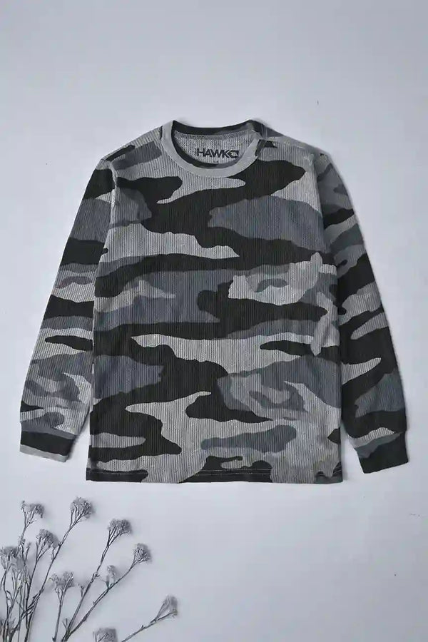 elo TH Boy's Camo Design Long Sleeve Tee Shirt