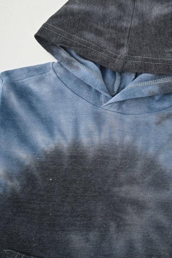 Elo TH Boy's Tie & Dye Long Sleeve Hoodie Black & Blue