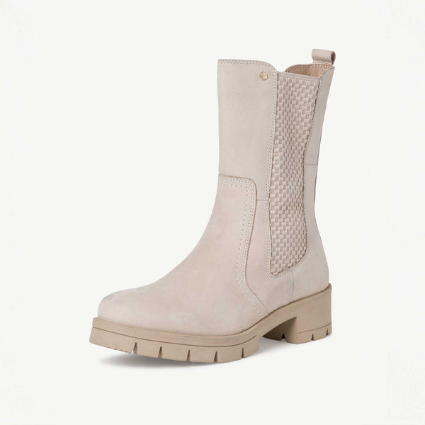 elo TMR Unisex Long Leather Chelsea Boots Ivory