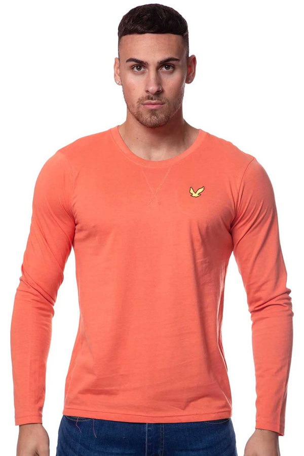 Elo TS Men's Crew Neck Long Sleeve Tee Shirt Coral