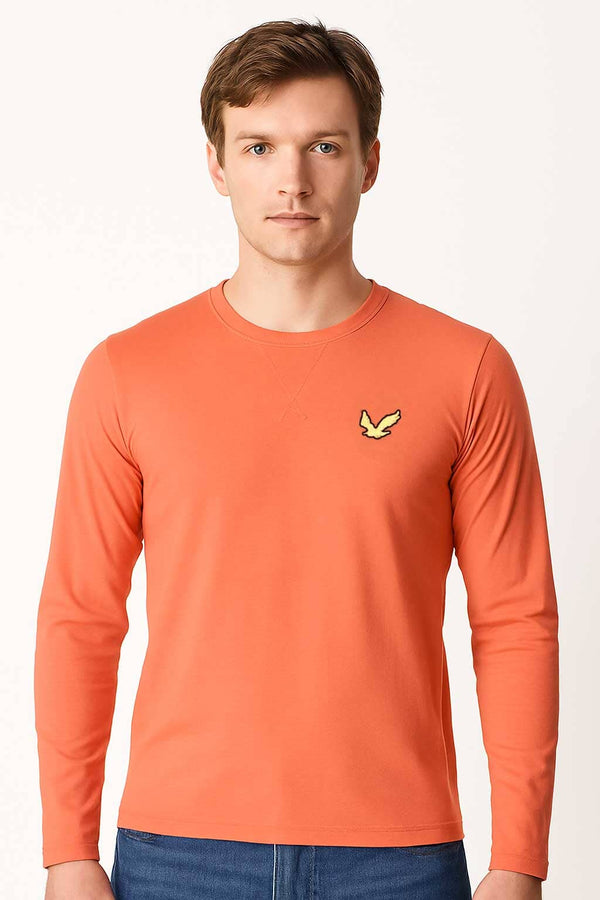 elo TS Men's Crew Neck Long Sleeve Tee Shirt Coral