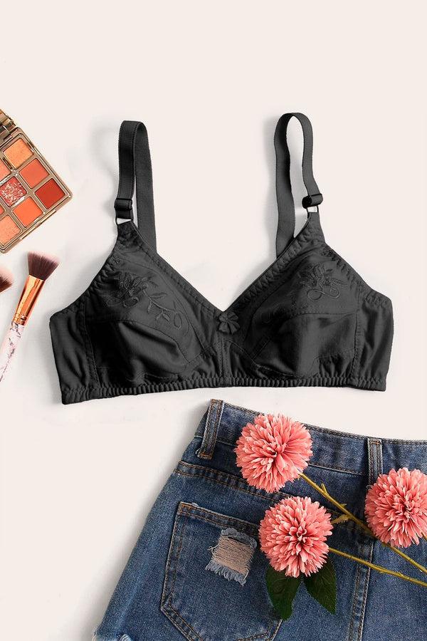 elo Tulip Women's Rbs Flower Embroidered Bra Black