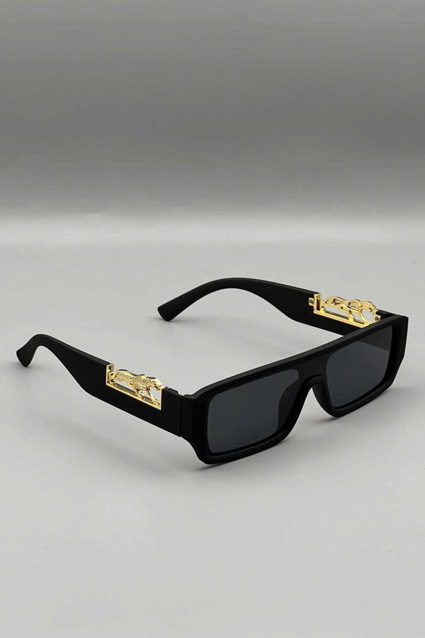 Elo Unisex Gold Lion Rectangular Sunglasses Blue