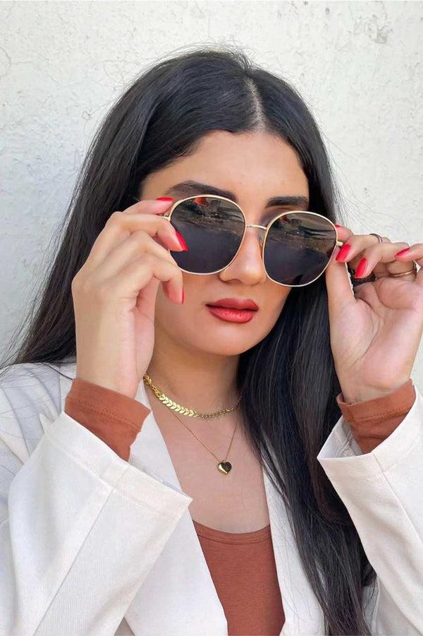 Elo Unisex Square Aviator Sunglasses Black