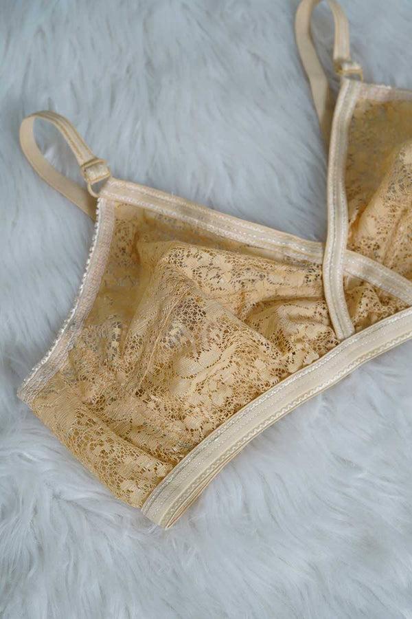 Elo US Women's Floral Net Bra Skin