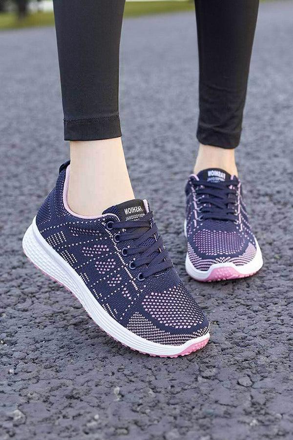 Elo Women's Breathable Mesh Lace-Up Sneakers Navy