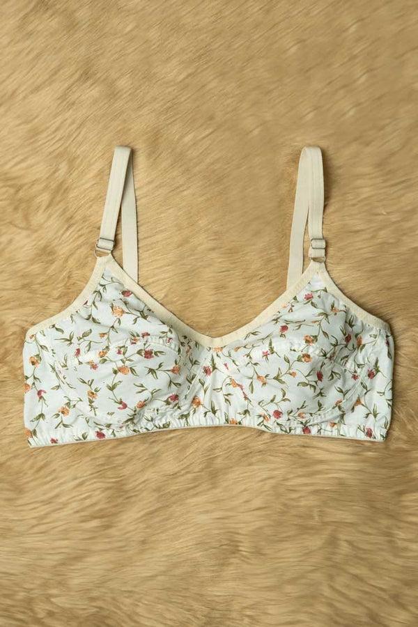 elo Women's Floral Basic Cotton Bra White
