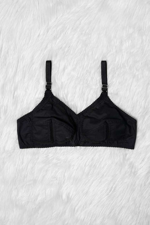 elo Women's Full-Coverage Basic Cotton Bra Black