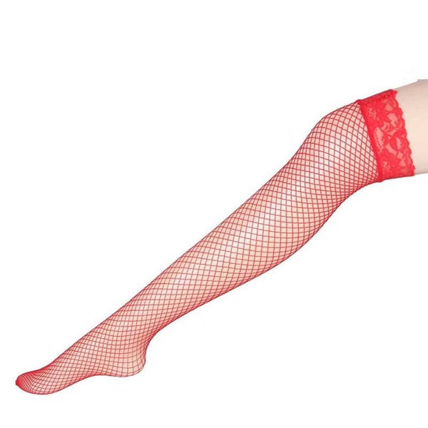 Elo Women's High Fishnet Stockings White