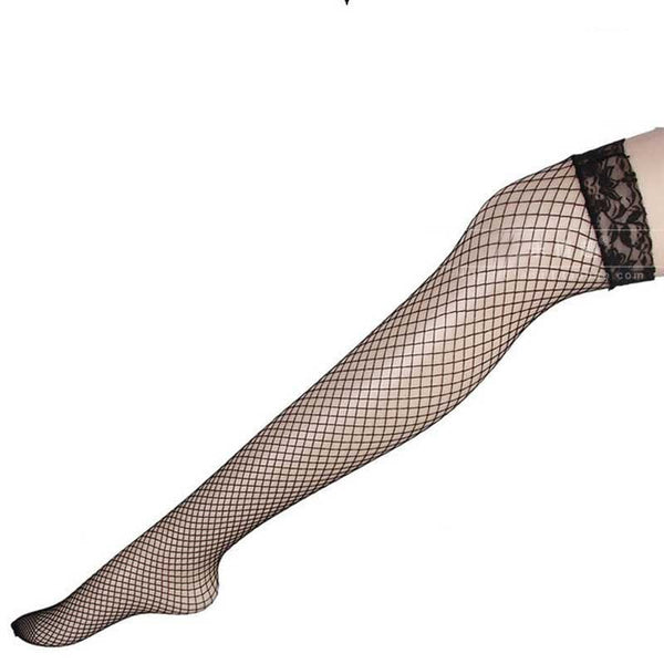 Elo Women's High Fishnet Stockings White