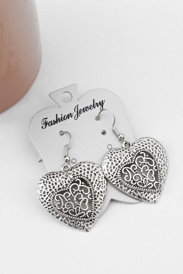 elo Women's Metallic Heart Shape Earrings Silver