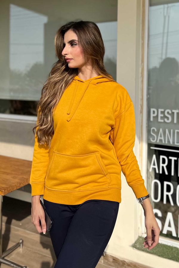 elo Women's Mustard Fleece Pullover Hoodie Mustard