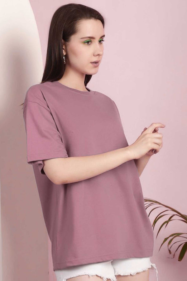 Elo Women's Oversized Crew Neck Tee Shirt Cream