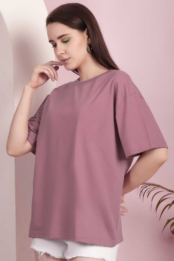 Elo Women's Oversized Crew Neck Tee Shirt Cream