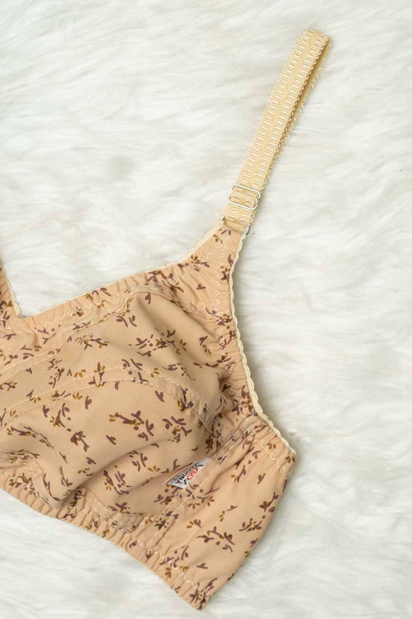 Elo Women's Printed Basic Cotton Bra Brown