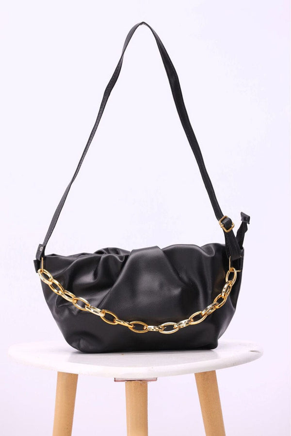 elo Women's Ruched Shoulder Bag Black