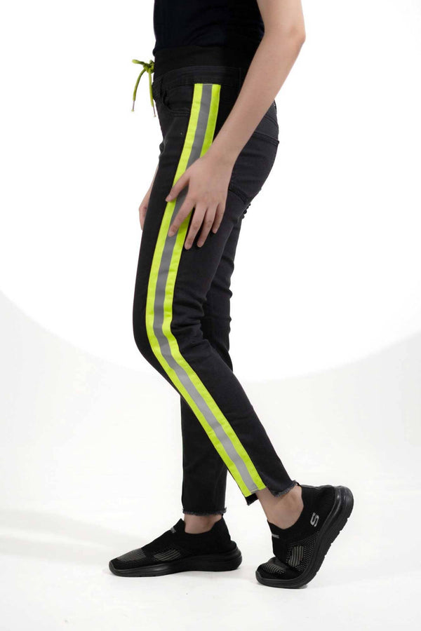 Elo Women's Stylish Denim Draw Cord Pants Black