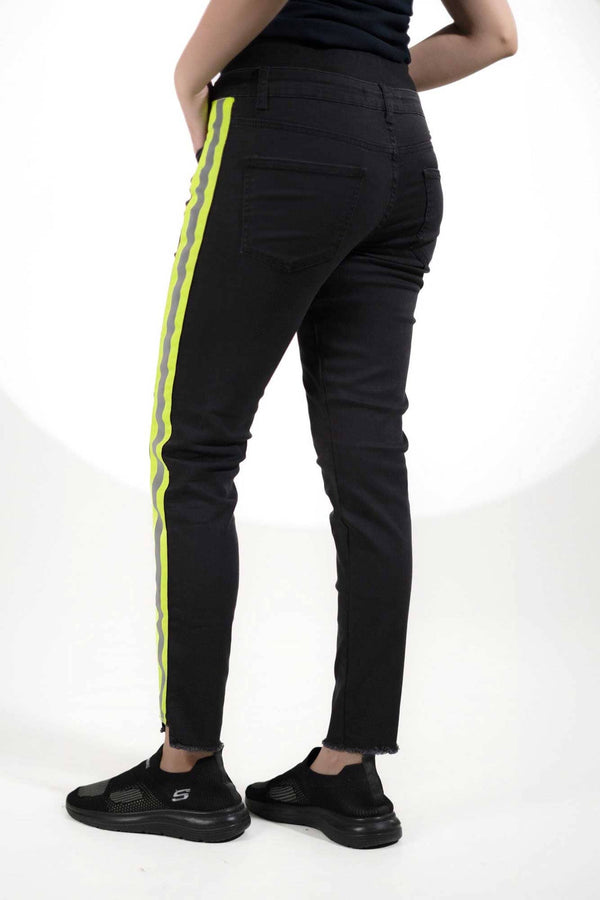 Elo Women's Stylish Denim Draw Cord Pants Black