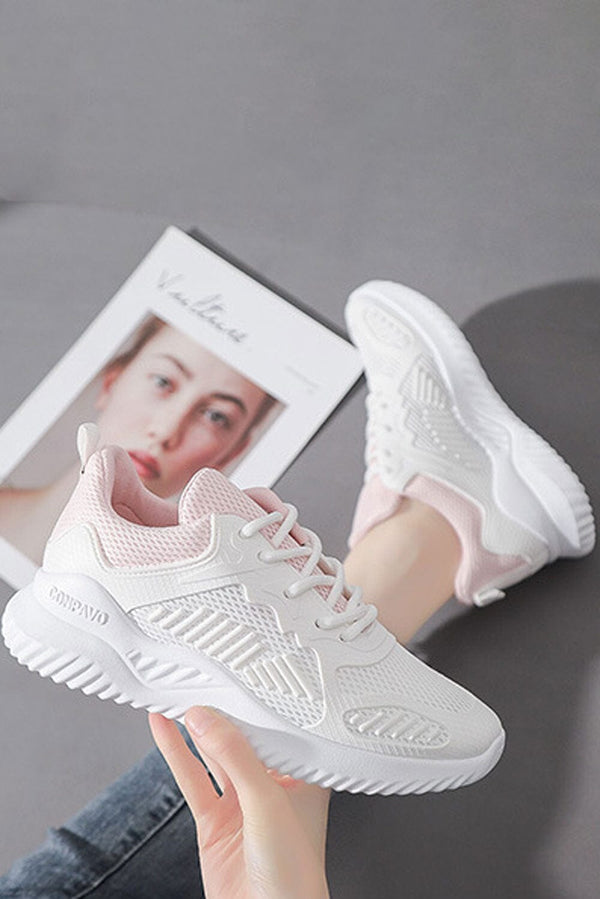 Elo Women's Textured Mid-Sole Sneakers White & Mint