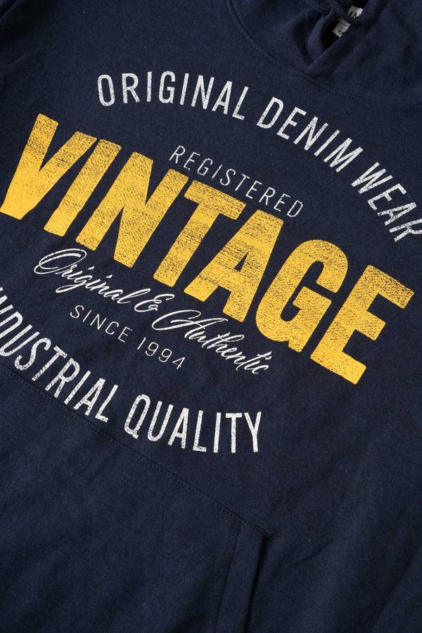 Elo X-M Men's Vintage Printed Pullover Hoodie Navy