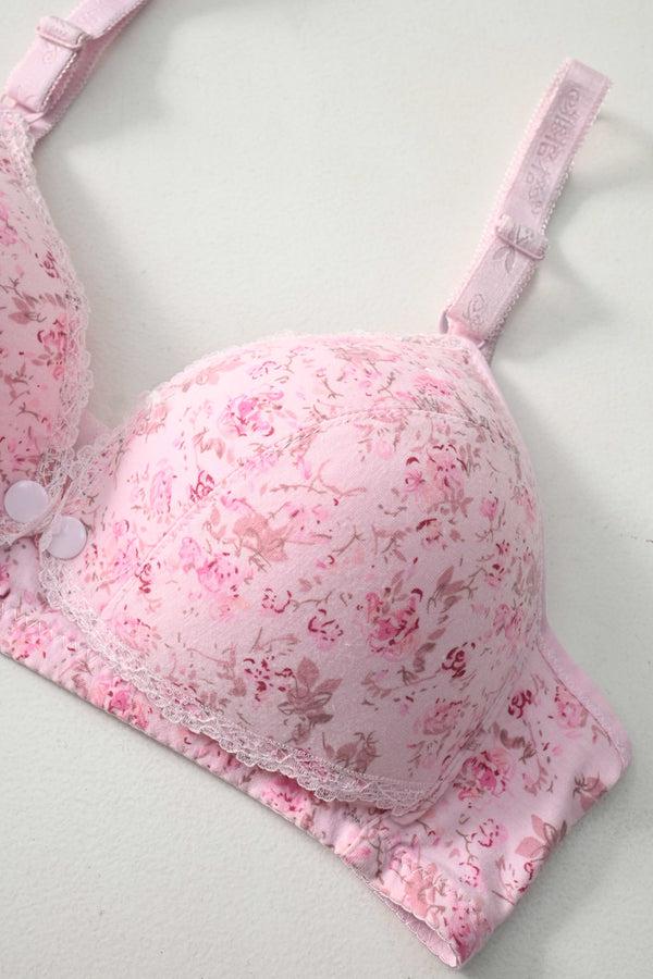 Elo Yagege Women's Floral Foam Padded Bra Pink