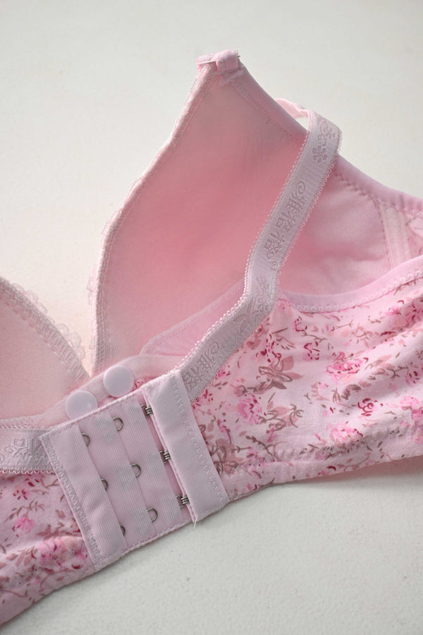 Elo Yagege Women's Floral Foam Padded Bra Pink