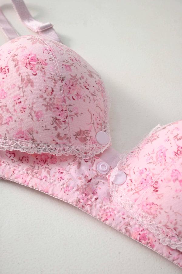 Elo Yagege Women's Floral Foam Padded Bra Pink