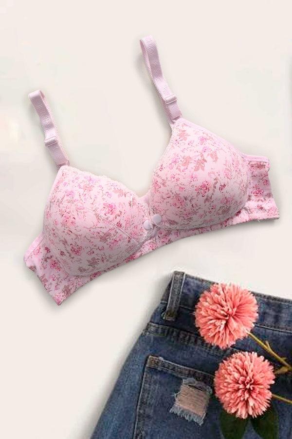 elo Yagege Women's Floral Foam Padded Bra Pink