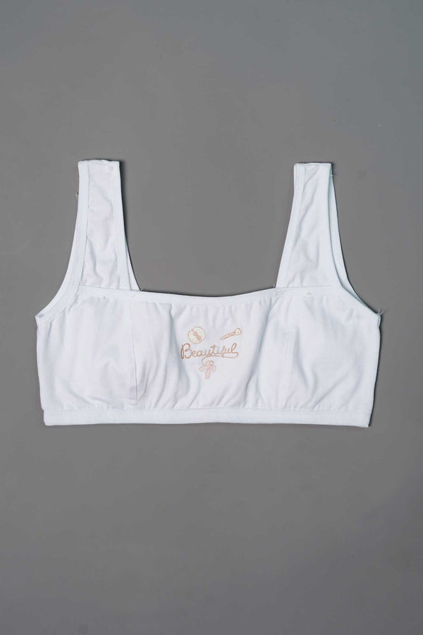 elo YZN Girl's Printed Bidi Bra White