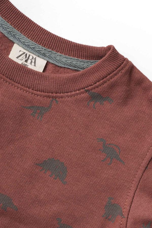 Elo ZR Kid's Printed Fleece Sweat Shirt Brick