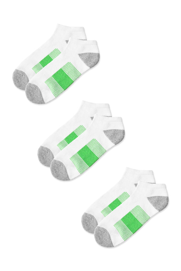 elo Ergee Men's Orsk Ankle Socks - Pack Of 3 White & Parrot