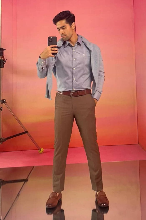 Elo Espada Men's Premium Button Down Casual Shirt Sky Blue