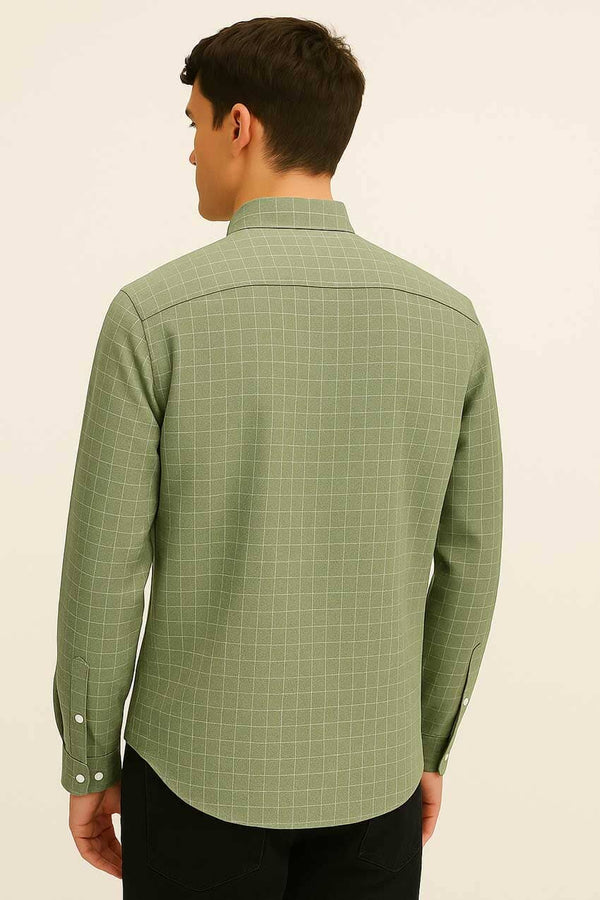 Elo Eternity Men's Button Down Casual Shirt Light Olive