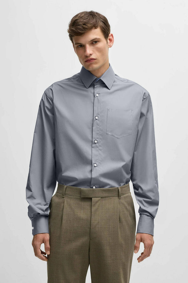 elo Eternity Men's Canberra Classic Fit Formal Shirt Grey